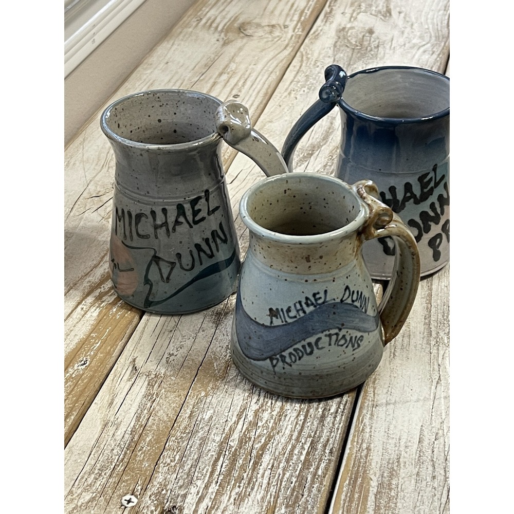 Set of (3) Art Pottery Mugs Signed by Artist Nicol - Michael Dunn Productions